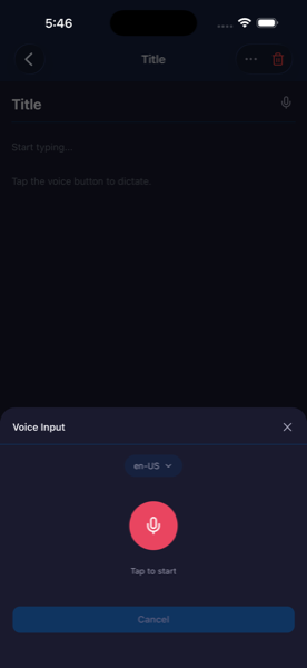 Voice input screen